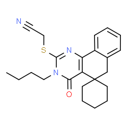 ChemSpider 2D Image | [(3-Butyl-4-oxo-4,6-dihydro-3H-spiro[benzo[h]quinazoline-5,1'-cyclohexan]-2-yl)sulfanyl]acetonitrile | C23H27N3OS