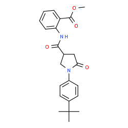 ChemSpider 2D Image | Methyl 2-[({1-[4-(2-methyl-2-propanyl)phenyl]-5-oxo-3-pyrrolidinyl}carbonyl)amino]benzoate | C23H26N2O4