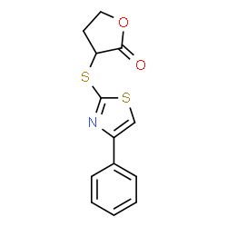 ChemSpider 2D Image | 3-[(4-Phenyl-1,3-thiazol-2-yl)sulfanyl]dihydro-2(3H)-furanone | C13H11NO2S2