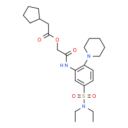 ChemSpider 2D Image | 2-{[5-(Diethylsulfamoyl)-2-(1-piperidinyl)phenyl]amino}-2-oxoethyl cyclopentylacetate | C24H37N3O5S