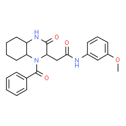 ChemSpider 2D Image | 2-(1-Benzoyl-3-oxodecahydro-2-quinoxalinyl)-N-(3-methoxyphenyl)acetamide | C24H27N3O4