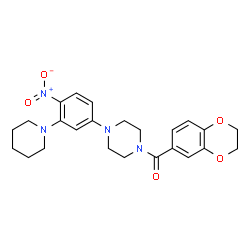 ChemSpider 2D Image | 2,3-Dihydro-1,4-benzodioxin-6-yl{4-[4-nitro-3-(1-piperidinyl)phenyl]-1-piperazinyl}methanone | C24H28N4O5