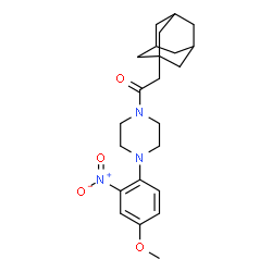 ChemSpider 2D Image | 2-(Adamantan-1-yl)-1-[4-(4-methoxy-2-nitrophenyl)-1-piperazinyl]ethanone | C23H31N3O4