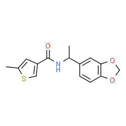 ChemSpider 2D Image | N-[1-(1,3-Benzodioxol-5-yl)ethyl]-5-methyl-3-thiophenecarboxamide | C15H15NO3S