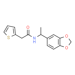 ChemSpider 2D Image | N-[1-(1,3-Benzodioxol-5-yl)ethyl]-2-(2-thienyl)acetamide | C15H15NO3S