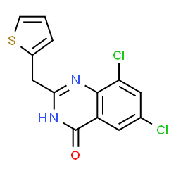 ChemSpider 2D Image | 6,8-Dichloro-2-(2-thienylmethyl)-4(1H)-quinazolinone | C13H8Cl2N2OS