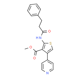 ChemSpider 2D Image | Methyl 2-[(3-phenylpropanoyl)amino]-4-(4-pyridinyl)-3-thiophenecarboxylate | C20H18N2O3S