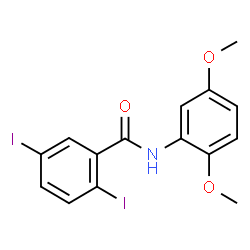 ChemSpider 2D Image | N-(2,5-Dimethoxyphenyl)-2,5-diiodobenzamide | C15H13I2NO3