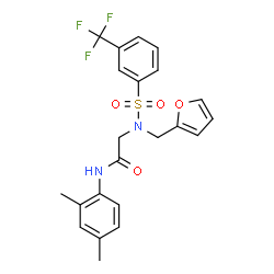 ChemSpider 2D Image | N-(2,4-Dimethylphenyl)-N~2~-(2-furylmethyl)-N~2~-{[3-(trifluoromethyl)phenyl]sulfonyl}glycinamide | C22H21F3N2O4S