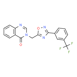 ChemSpider 2D Image | 3-({3-[3-(Trifluoromethyl)phenyl]-1,2,4-oxadiazol-5-yl}methyl)-4(3H)-quinazolinone | C18H11F3N4O2