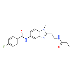 ChemSpider 2D Image | 4-Fluoro-N-{1-methyl-2-[2-(propionylamino)ethyl]-1H-benzimidazol-5-yl}benzamide | C20H21FN4O2