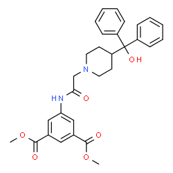 ChemSpider 2D Image | Dimethyl 5-[({4-[hydroxy(diphenyl)methyl]-1-piperidinyl}acetyl)amino]isophthalate | C30H32N2O6