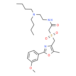 ChemSpider 2D Image | N-[2-(Dibutylamino)ethyl]-2-({[2-(3-methoxyphenyl)-5-methyl-1,3-oxazol-4-yl]methyl}sulfonyl)acetamide | C24H37N3O5S