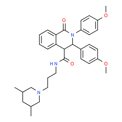 ChemSpider 2D Image | N-[3-(3,5-Dimethyl-1-piperidinyl)propyl]-2,3-bis(4-methoxyphenyl)-1-oxo-1,2,3,4-tetrahydro-4-isoquinolinecarboxamide | C34H41N3O4