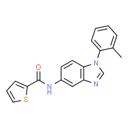 ChemSpider 2D Image | N-[1-(2-Methylphenyl)-1H-benzimidazol-5-yl]-2-thiophenecarboxamide | C19H15N3OS