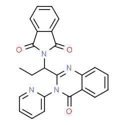 ChemSpider 2D Image | 2-{1-[4-Oxo-3-(2-pyridinyl)-3,4-dihydro-2-quinazolinyl]propyl}-1H-isoindole-1,3(2H)-dione | C24H18N4O3