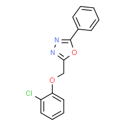 ChemSpider 2D Image | 2-[(2-Chlorophenoxy)methyl]-5-phenyl-1,3,4-oxadiazole | C15H11ClN2O2