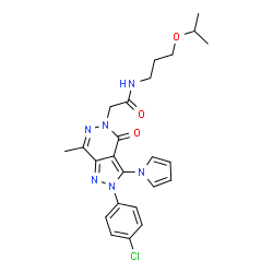ChemSpider 2D Image | 2-[2-(4-Chlorophenyl)-7-methyl-4-oxo-3-(1H-pyrrol-1-yl)-2,4-dihydro-5H-pyrazolo[3,4-d]pyridazin-5-yl]-N-(3-isopropoxypropyl)acetamide | C24H27ClN6O3