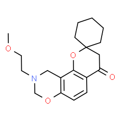 ChemSpider 2D Image | 9-(2-Methoxyethyl)-9,10-dihydro-8H-spiro[chromeno[8,7-e][1,3]oxazine-2,1'-cyclohexan]-4(3H)-one | C19H25NO4