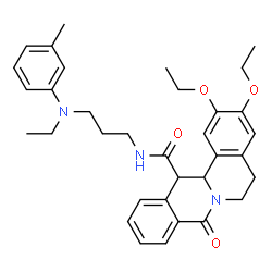 ChemSpider 2D Image | 2,3-Diethoxy-N-{3-[ethyl(3-methylphenyl)amino]propyl}-8-oxo-5,8,13,13a-tetrahydro-6H-isoquinolino[3,2-a]isoquinoline-13-carboxamide | C34H41N3O4