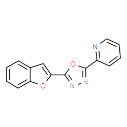 ChemSpider 2D Image | 2-[5-(1-Benzofuran-2-yl)-1,3,4-oxadiazol-2-yl]pyridine | C15H9N3O2