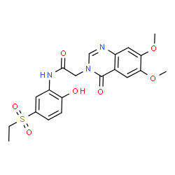 ChemSpider 2D Image | 2-(6,7-Dimethoxy-4-oxo-3(4H)-quinazolinyl)-N-[5-(ethylsulfonyl)-2-hydroxyphenyl]acetamide | C20H21N3O7S