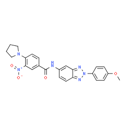ChemSpider 2D Image | N-[2-(4-Methoxyphenyl)-2H-benzotriazol-5-yl]-3-nitro-4-(1-pyrrolidinyl)benzamide | C24H22N6O4