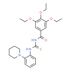 ChemSpider 2D Image | 3,4,5-Triethoxy-N-{[2-(1-piperidinyl)phenyl]carbamothioyl}benzamide | C25H33N3O4S