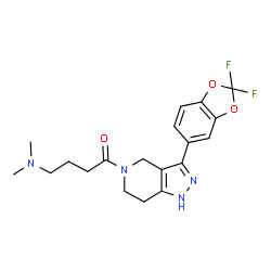 ChemSpider 2D Image | 1-[3-(2,2-Difluoro-1,3-benzodioxol-5-yl)-1,4,6,7-tetrahydro-5H-pyrazolo[4,3-c]pyridin-5-yl]-4-(dimethylamino)-1-butanone | C19H22F2N4O3