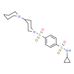 ChemSpider 2D Image | 4-(1,4'-Bipiperidin-1'-ylsulfonyl)-N-cyclopropylbenzenesulfonamide | C19H29N3O4S2