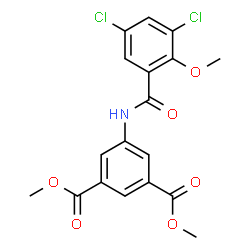 ChemSpider 2D Image | Dimethyl 5-[(3,5-dichloro-2-methoxybenzoyl)amino]isophthalate | C18H15Cl2NO6
