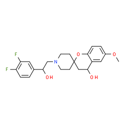 ChemSpider 2D Image | 1'-[2-(3,4-Difluorophenyl)-2-hydroxyethyl]-6-methoxy-3,4-dihydrospiro[chromene-2,4'-piperidin]-4-ol | C22H25F2NO4