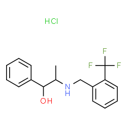 ChemSpider 2D Image | 1-Phenyl-2-{[2-(trifluoromethyl)benzyl]amino}-1-propanol hydrochloride (1:1) | C17H19ClF3NO