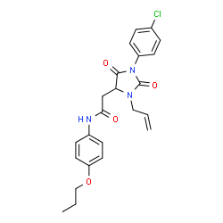 ChemSpider 2D Image | 2-[3-Allyl-1-(4-chlorophenyl)-2,5-dioxo-4-imidazolidinyl]-N-(4-propoxyphenyl)acetamide | C23H24ClN3O4
