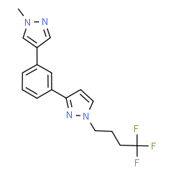 ChemSpider 2D Image | 3-[3-(1-Methyl-1H-pyrazol-4-yl)phenyl]-1-(4,4,4-trifluorobutyl)-1H-pyrazole | C17H17F3N4
