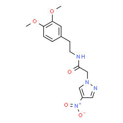ChemSpider 2D Image | N-[2-(3,4-Dimethoxyphenyl)ethyl]-2-(4-nitro-1H-pyrazol-1-yl)acetamide | C15H18N4O5
