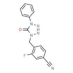 ChemSpider 2D Image | 3-Fluoro-4-[(5-oxo-4-phenyl-4,5-dihydro-1H-tetrazol-1-yl)methyl]benzonitrile | C15H10FN5O