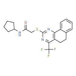 ChemSpider 2D Image | N-Cyclopentyl-2-{[4-(trifluoromethyl)-5,6-dihydrobenzo[h]quinazolin-2-yl]sulfanyl}acetamide | C20H20F3N3OS