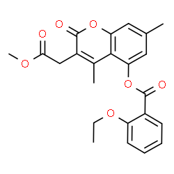 ChemSpider 2D Image | 3-(2-Methoxy-2-oxoethyl)-4,7-dimethyl-2-oxo-2H-chromen-5-yl 2-ethoxybenzoate | C23H22O7