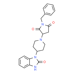 ChemSpider 2D Image | 1-Benzyl-3-[4-(2-oxo-2,3-dihydro-1H-benzimidazol-1-yl)-1-piperidinyl]-2,5-pyrrolidinedione | C23H24N4O3
