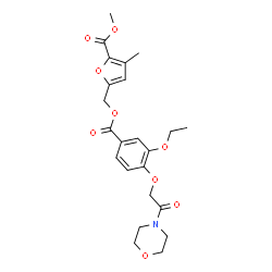 ChemSpider 2D Image | Methyl 5-[({3-ethoxy-4-[2-(4-morpholinyl)-2-oxoethoxy]benzoyl}oxy)methyl]-3-methyl-2-furoate | C23H27NO9