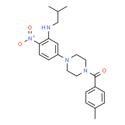 ChemSpider 2D Image | {4-[3-(Isobutylamino)-4-nitrophenyl]-1-piperazinyl}(4-methylphenyl)methanone | C22H28N4O3