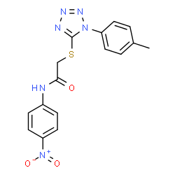 ChemSpider 2D Image | N-(4-Nitro-phenyl)-2-(1-p-tolyl-1H-tetrazol-5-ylsulfanyl)-acetamide | C16H14N6O3S