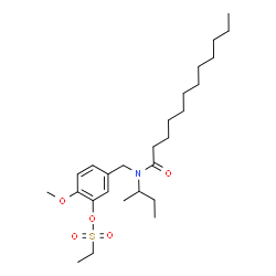 ChemSpider 2D Image | 5-{[sec-Butyl(dodecanoyl)amino]methyl}-2-methoxyphenyl ethanesulfonate | C26H45NO5S
