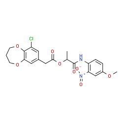 ChemSpider 2D Image | 1-[(4-Methoxy-2-nitrophenyl)amino]-1-oxo-2-propanyl (9-chloro-3,4-dihydro-2H-1,5-benzodioxepin-7-yl)acetate | C21H21ClN2O8