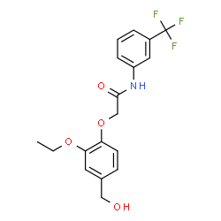 ChemSpider 2D Image | 2-[2-Ethoxy-4-(hydroxymethyl)phenoxy]-N-[3-(trifluoromethyl)phenyl]acetamide | C18H18F3NO4
