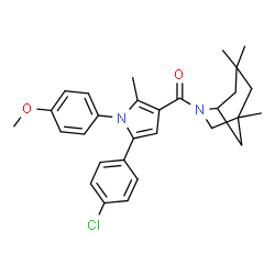 ChemSpider 2D Image | [5-(4-Chlorophenyl)-1-(4-methoxyphenyl)-2-methyl-1H-pyrrol-3-yl](1,3,3-trimethyl-6-azabicyclo[3.2.1]oct-6-yl)methanone | C29H33ClN2O2
