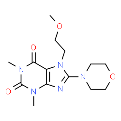 ChemSpider 2D Image | 7-(2-Methoxy-ethyl)-1,3-dimethyl-8-morpholin-4-yl-3,7-dihydro-purine-2,6-dione | C14H21N5O4