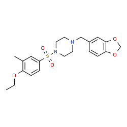 ChemSpider 2D Image | 1-(1,3-Benzodioxol-5-ylmethyl)-4-[(4-ethoxy-3-methylphenyl)sulfonyl]piperazine | C21H26N2O5S