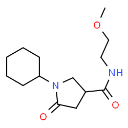 ChemSpider 2D Image | 1-Cyclohexyl-N-(2-methoxyethyl)-5-oxo-3-pyrrolidinecarboxamide | C14H24N2O3